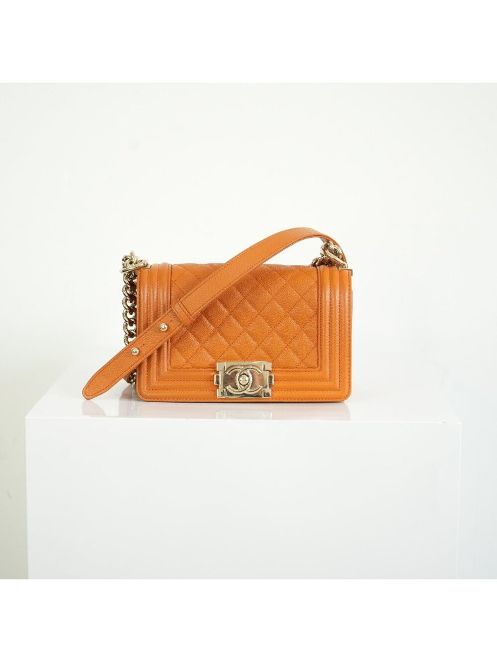 Chanel Small Brown Caviar Boy Bag